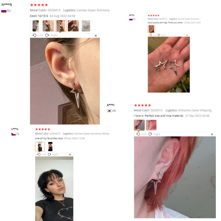 Auffällige Punk-Stern-Ohrstecker, Unisex-Accessoires aus Edelstahl, perfekt für einen modernen Statement-Look.