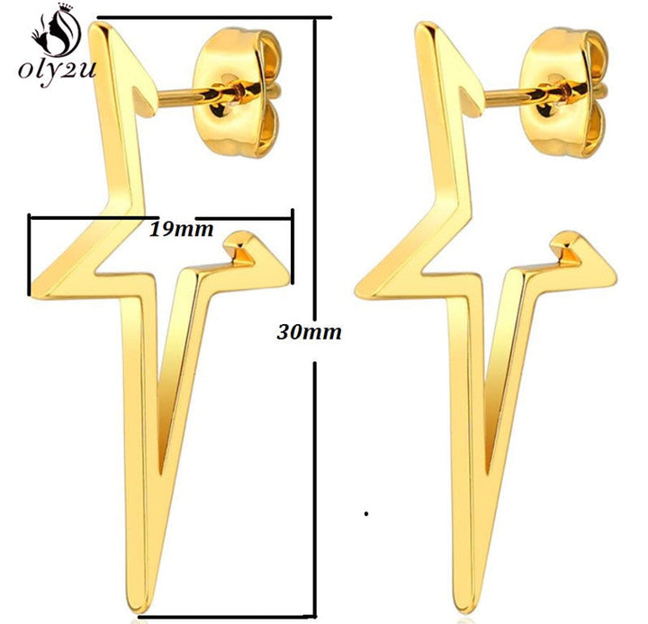 Rebellischer Edelstahlschmuck: Unisex-Punk-Ohrstecker mit Sternen, für ein auffälliges Fashion-Statement.