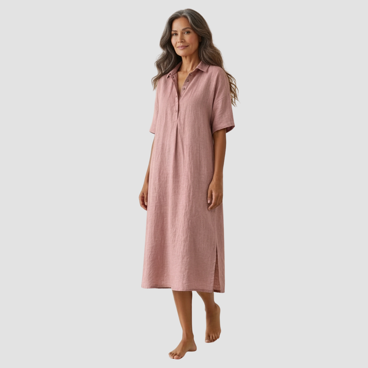 Lässiges Damen Calyra Midikleid mit Polokragen, sportlich-elegant. Perfektes Sommer- & Freizeitkleid.