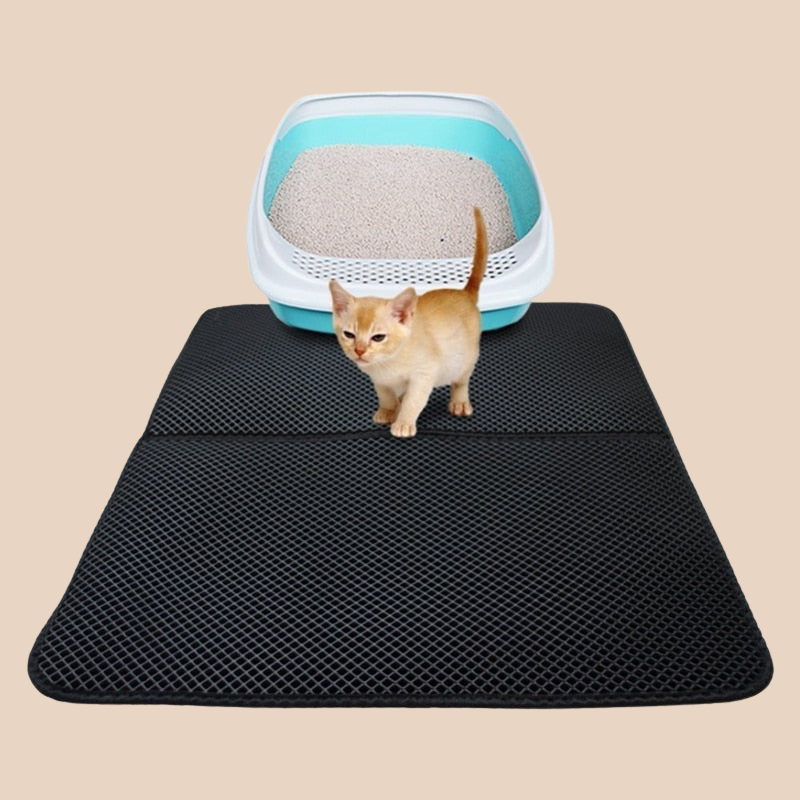 Weiche, doppellagige Katzenmatte für Komfort und Sauberkeit. Wasserdichtes Design, pflegeleicht, ideal für Katzenklo.