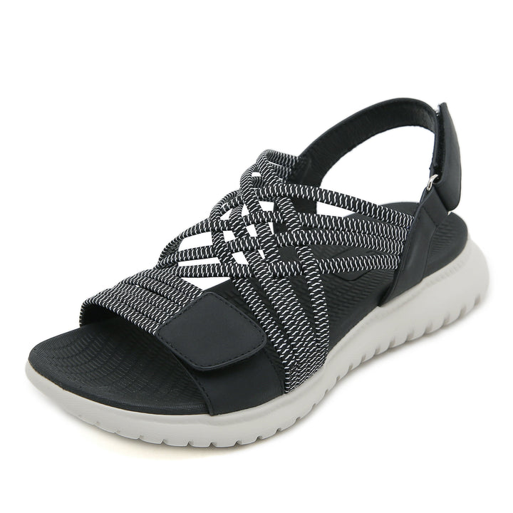 Blaue Damen Sportsandalen, leicht & bequem, mit elastischen Flechtriemen für Outdoor & Walking.