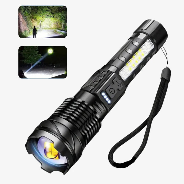 Robuste Militär LED-Taschenlampe, 5000 Lumen, für Outdoor, Camping, Notfall. Wiederaufladbar & hell.