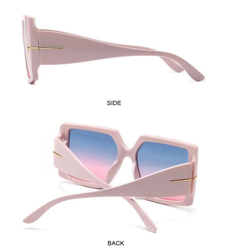 Stilvolle Unisex-Sonnenbrille mit breitem, quadratischem Rahmen und hochwertigem UV-Schutz.