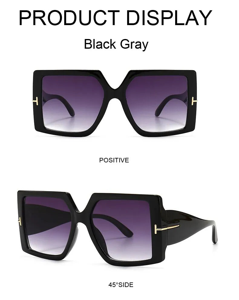 Große, quadratische Sonnenbrille für Damen und Herren, modisches Accessoire mit UV-Schutz.