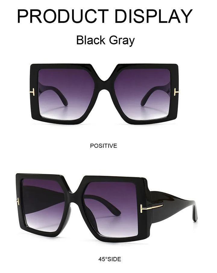 Große, quadratische Sonnenbrille für Damen und Herren, modisches Accessoire mit UV-Schutz.