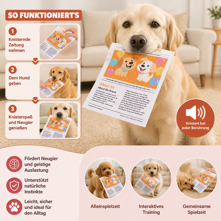 Knisterndes Hundespielzeug, robustes Design, perfekt für interaktive Spielstunden und Kauspaß bei Hunden.