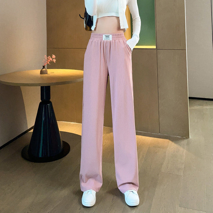Elegante, knitterarme Damenhose, High Waist, weites Bein, modisch und leicht für warme Tage.
