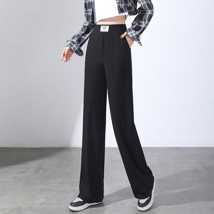 Stylische High Waist Damenhose, weites Bein, weich fließend, ideal als Freizeithose für den Sommer.