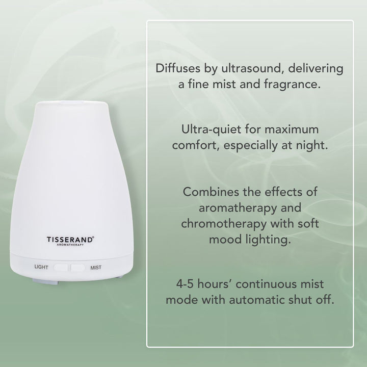 Moderner Aroma Diffuser für ätherische Öle, schafft entspannende Atmosphäre mit sanftem LED-Licht.