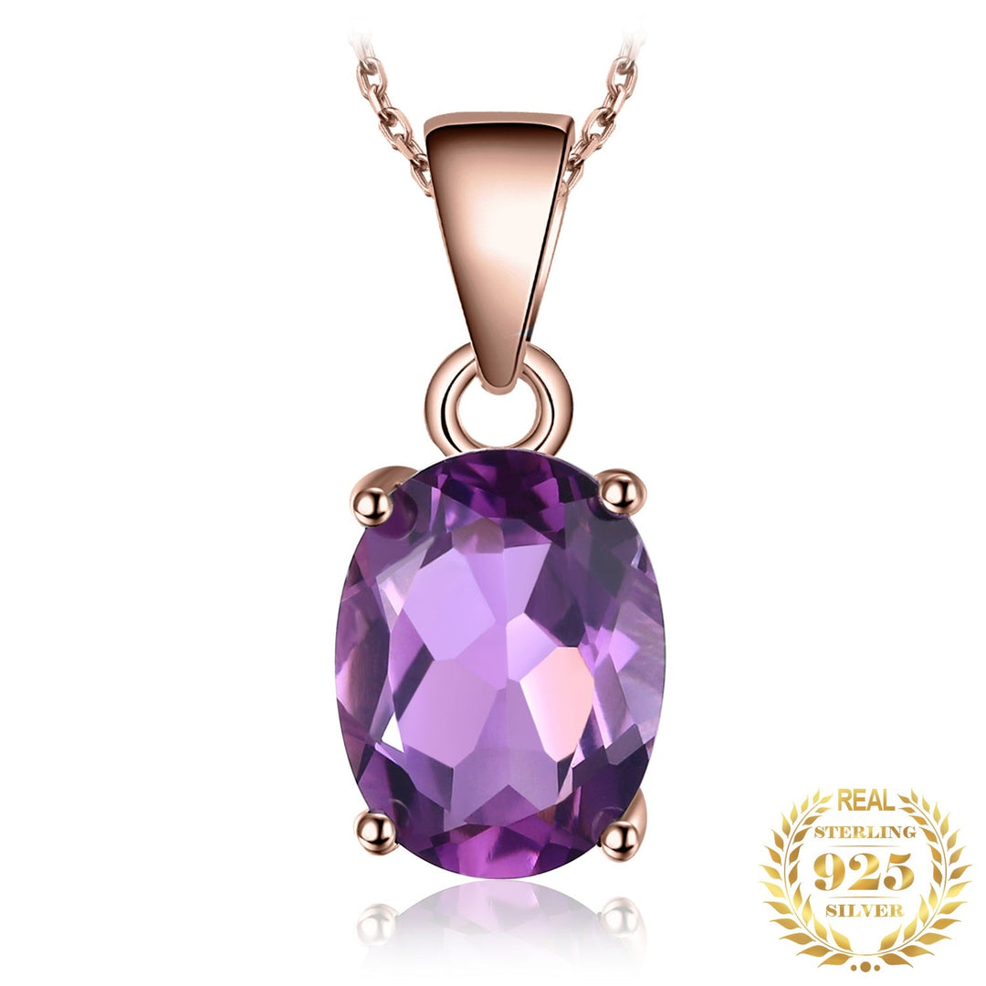 Personalisierbarer Damen-Anhänger, oval, mit leuchtendem Amethyst in Roségold.