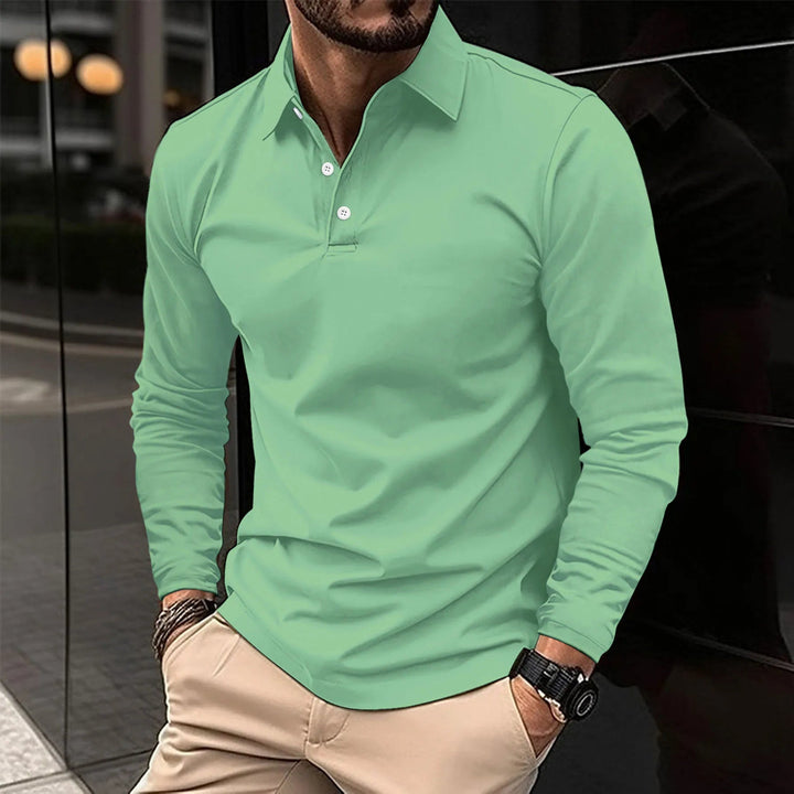 Komfortables Herren Langarm Poloshirt, bietet eleganten Stil und ist den ganzen Tag bequem.