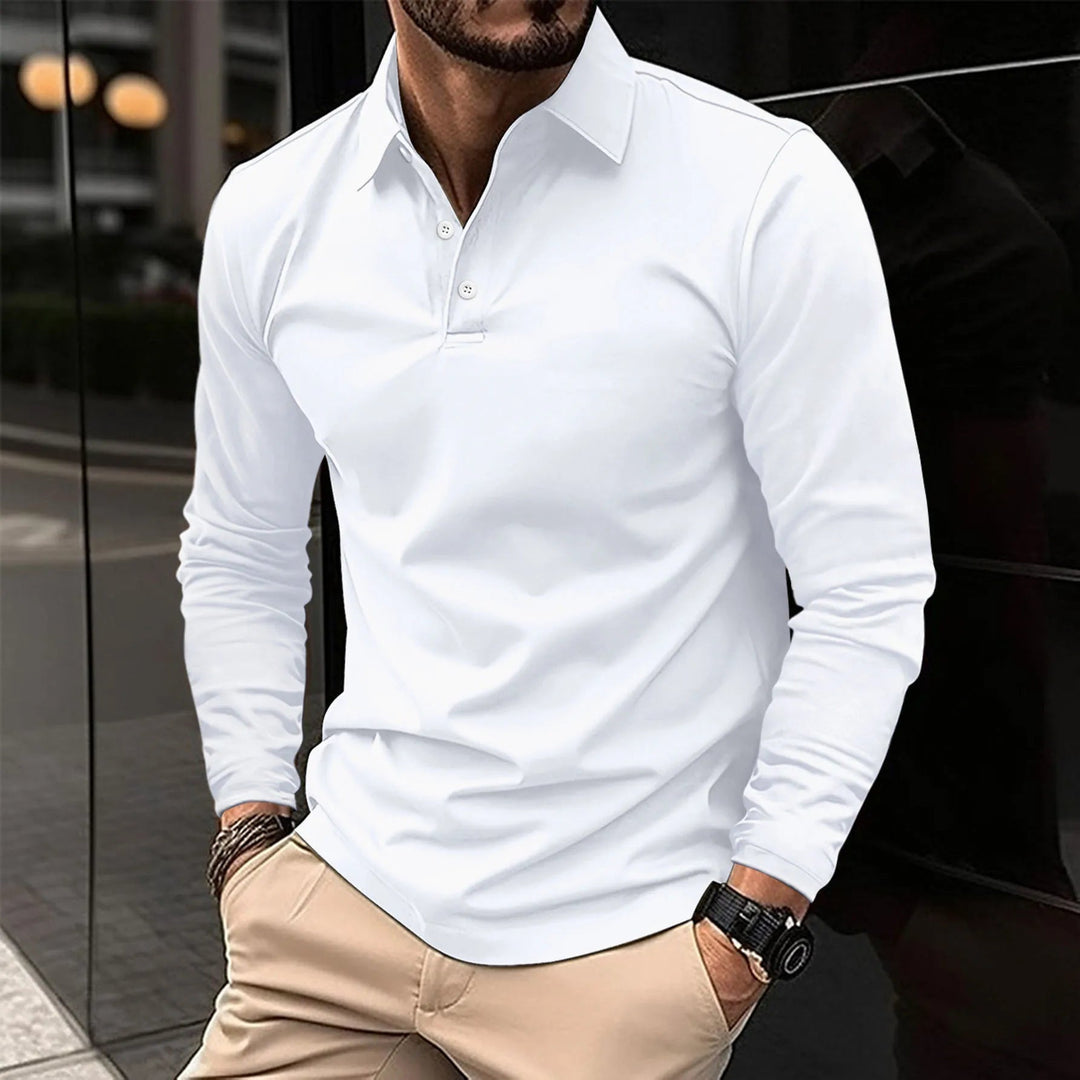 Elegantes Herren Langarm Poloshirt für Smart Casual Anlässe und den ganzen Tag Komfort.