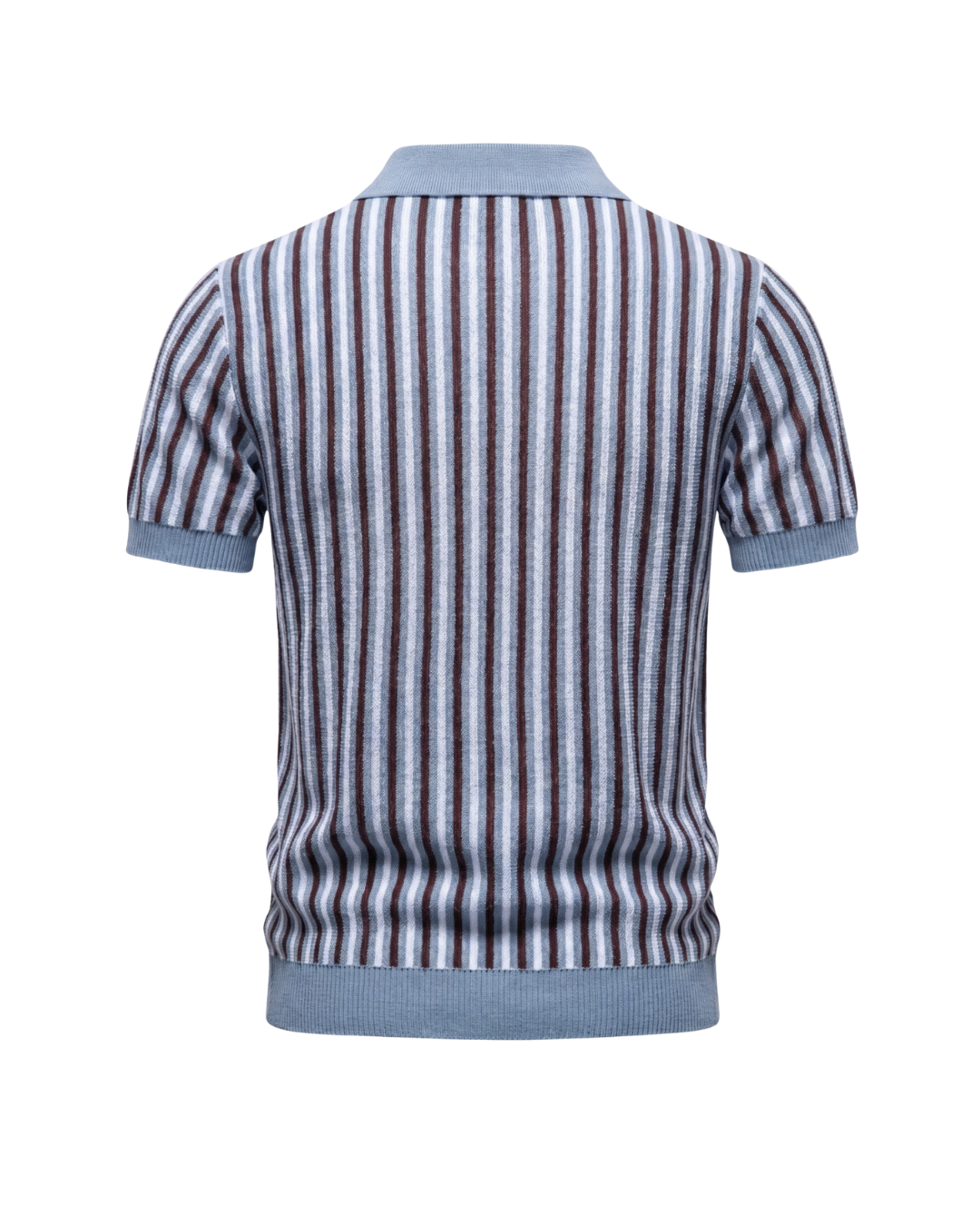 Gestreiftes Herren Strick-Poloshirt mit kurzen Ärmeln, ein vielseitiges Sommer Polo für Herrenmode.