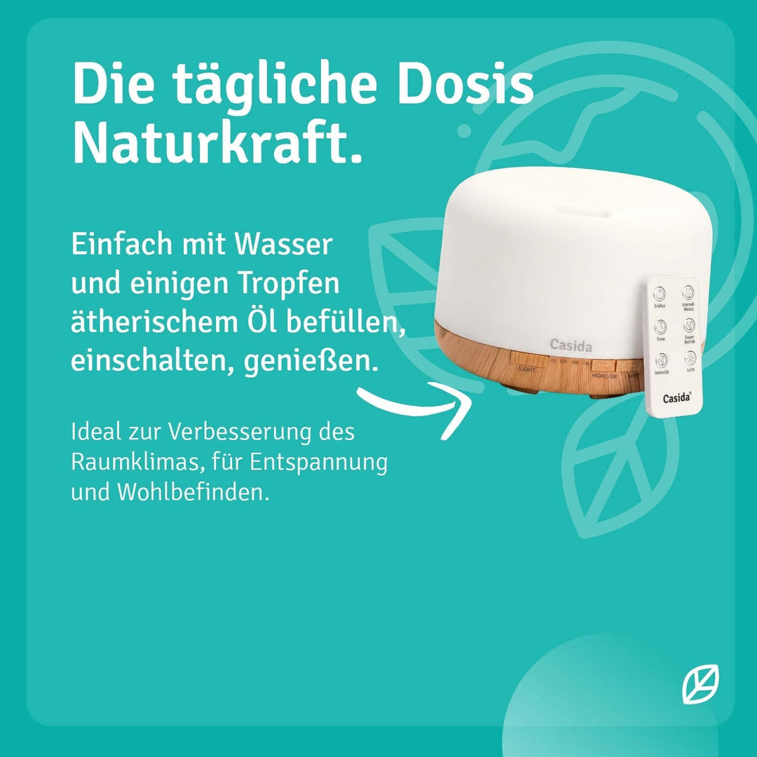 Hochwertiger 500 ml Ultraschall-Aromadiffusor mit LED-Beleuchtung und praktischer Fernbedienung für Aromatherapie.