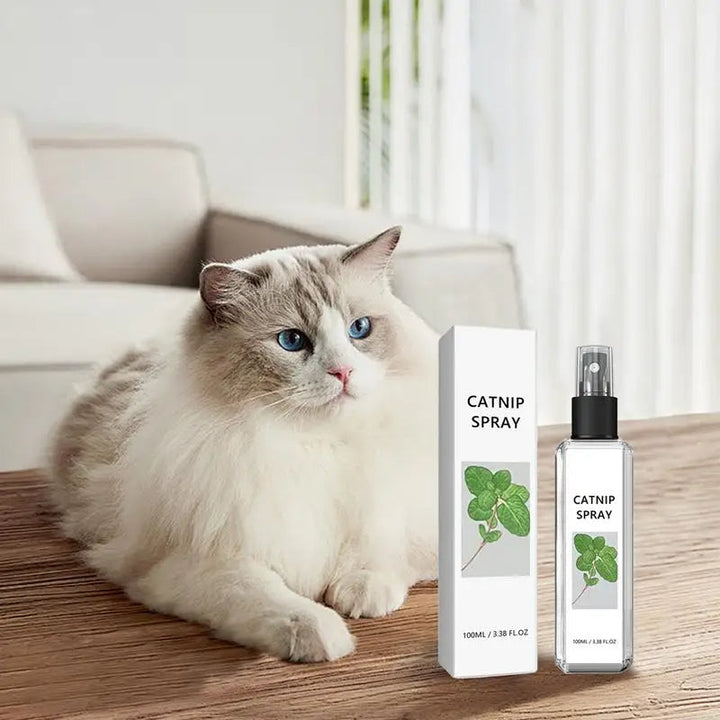 Katzenentspannungsspray mit Silberwein für Kratzbaum & Spielzeug, reduziert Stress bei Katzen.