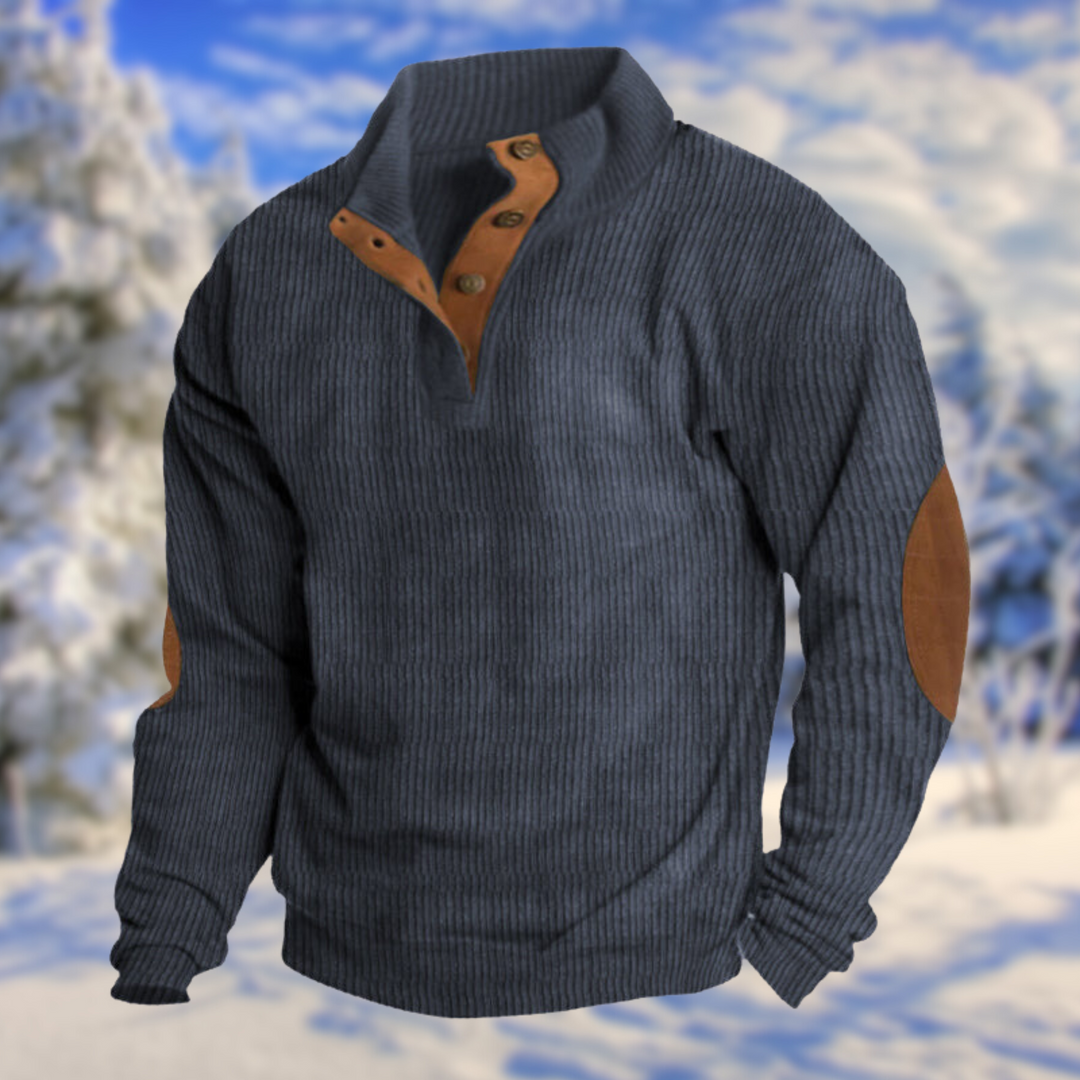 Casual Herren Pullover mit Langarm, Stehkragen & Knopfleiste. Bequemer Strickpullover für Freizeit und Alltag.