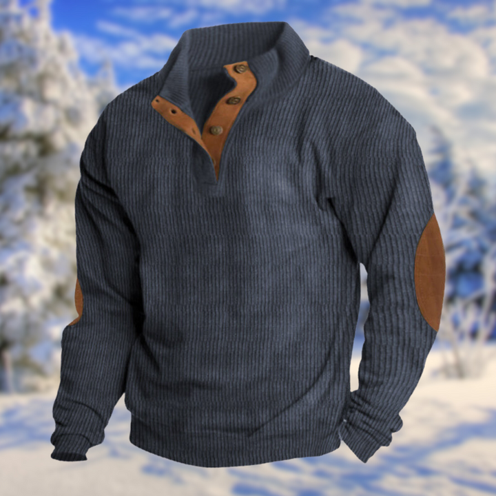 Casual Herren Pullover mit Langarm, Stehkragen & Knopfleiste. Bequemer Strickpullover für Freizeit und Alltag.
