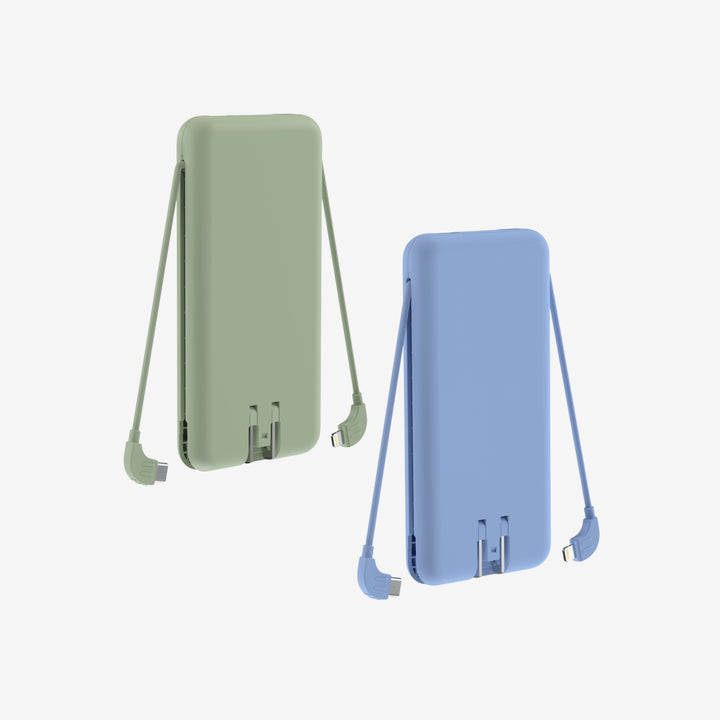 Doppelpack: Universelle Powerbank 10.000 mAh mit USB-C, Lightning & Qi für Reisen.