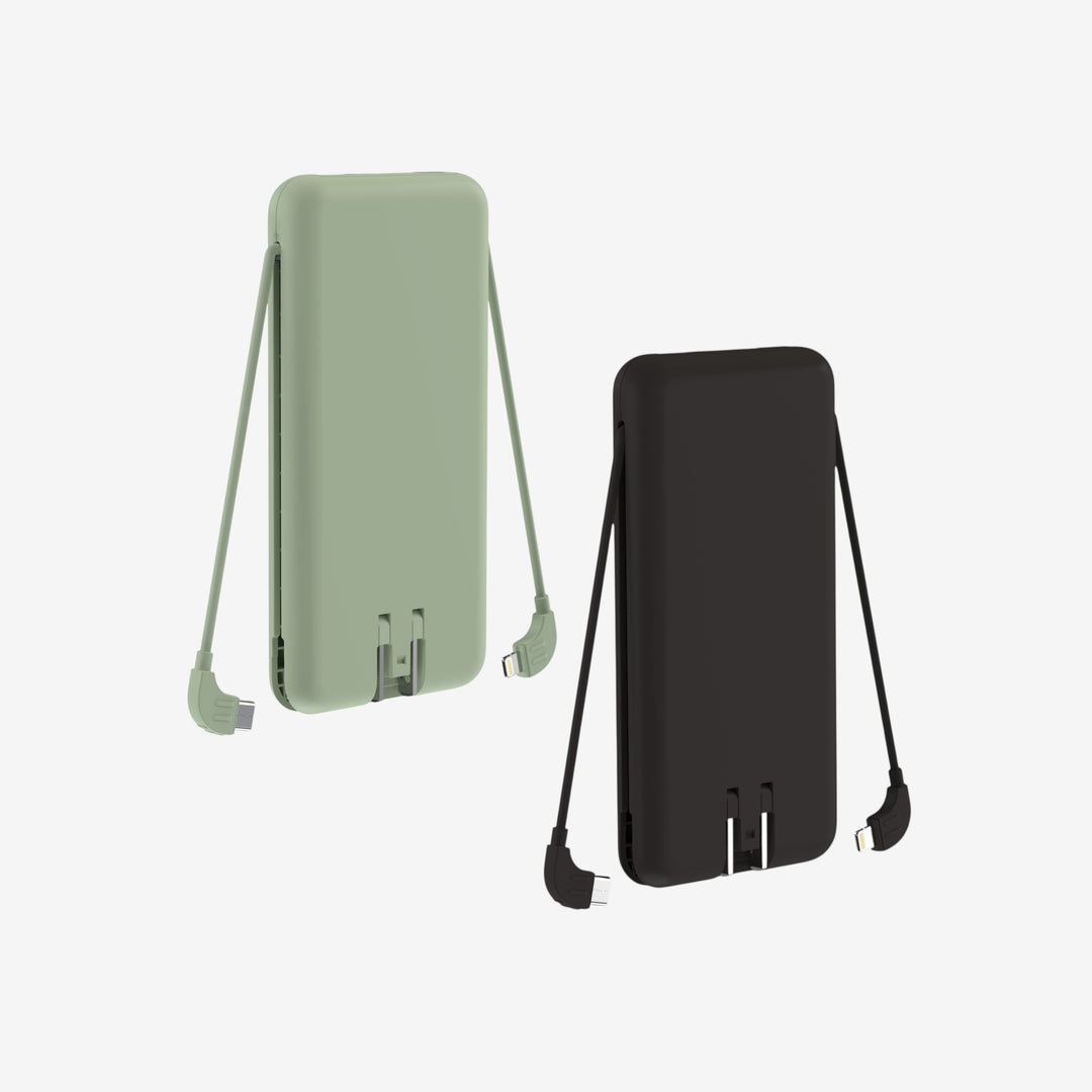Powerbank 10.000 mAh (2 Stück), 5-in-1 mobiles Reisezubehör mit USB-C & Lightning.