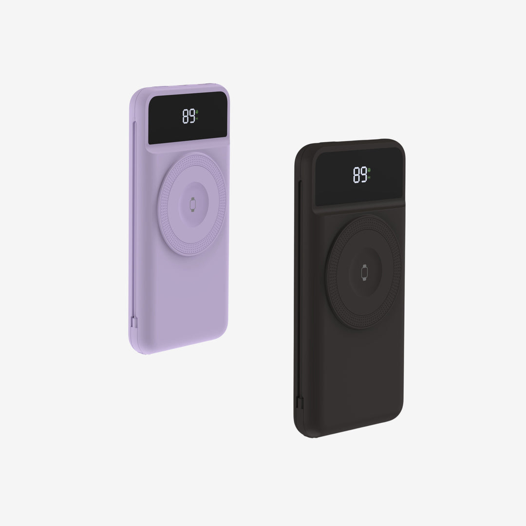 Zwei kompakte 10.000 mAh Powerbanks, 5-in-1 Reiseladegerät mit kabellosem Laden.