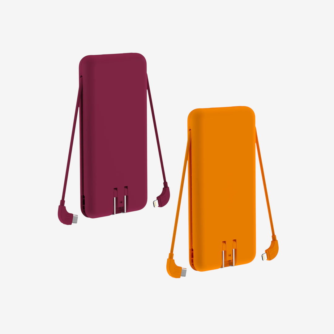 Universelles Ladeset: Doppelpack 10.000 mAh Powerbank, kabellos und kabelgebunden.