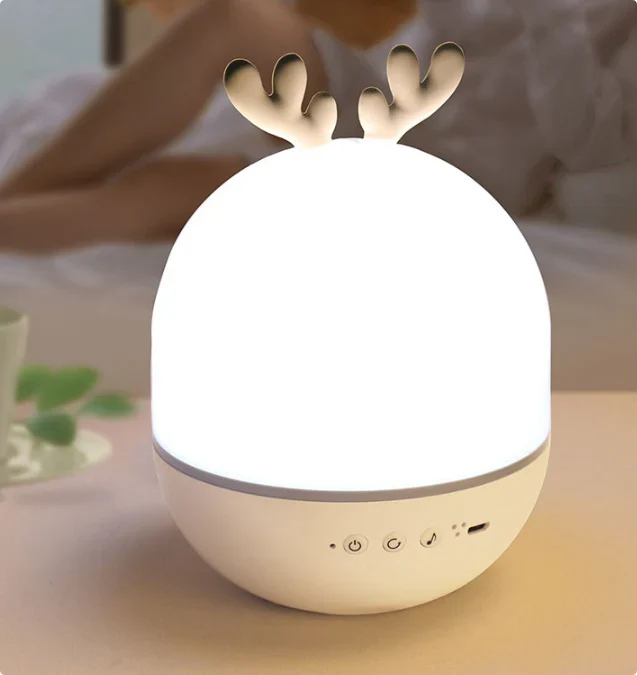 USB Nachtlicht mit Projektion für Kinder; Sternenhimmel, sanfte Musik & LED Licht für entspannte Nächte im Kinderzimmer.