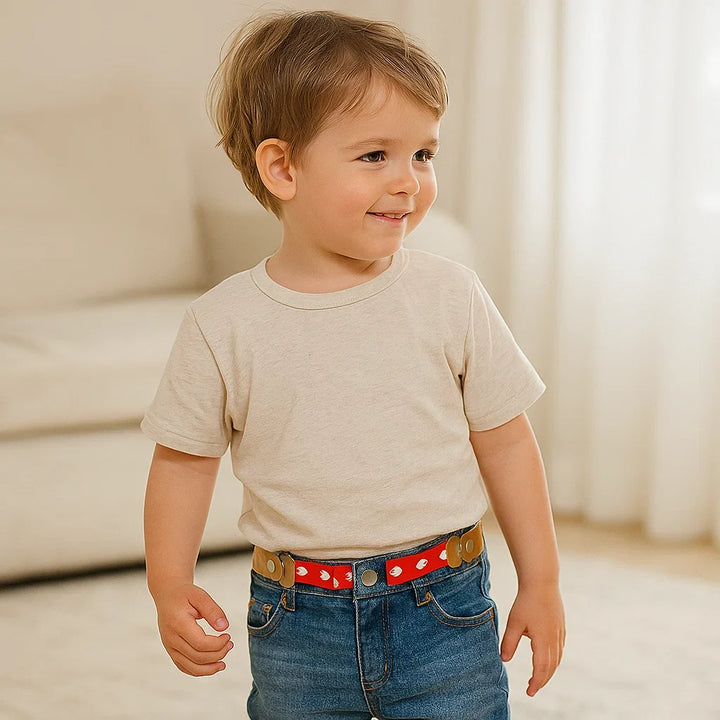 Kindergürtel, elastisch und bequem, in Rot, perfekt für Jeans & Röcke.