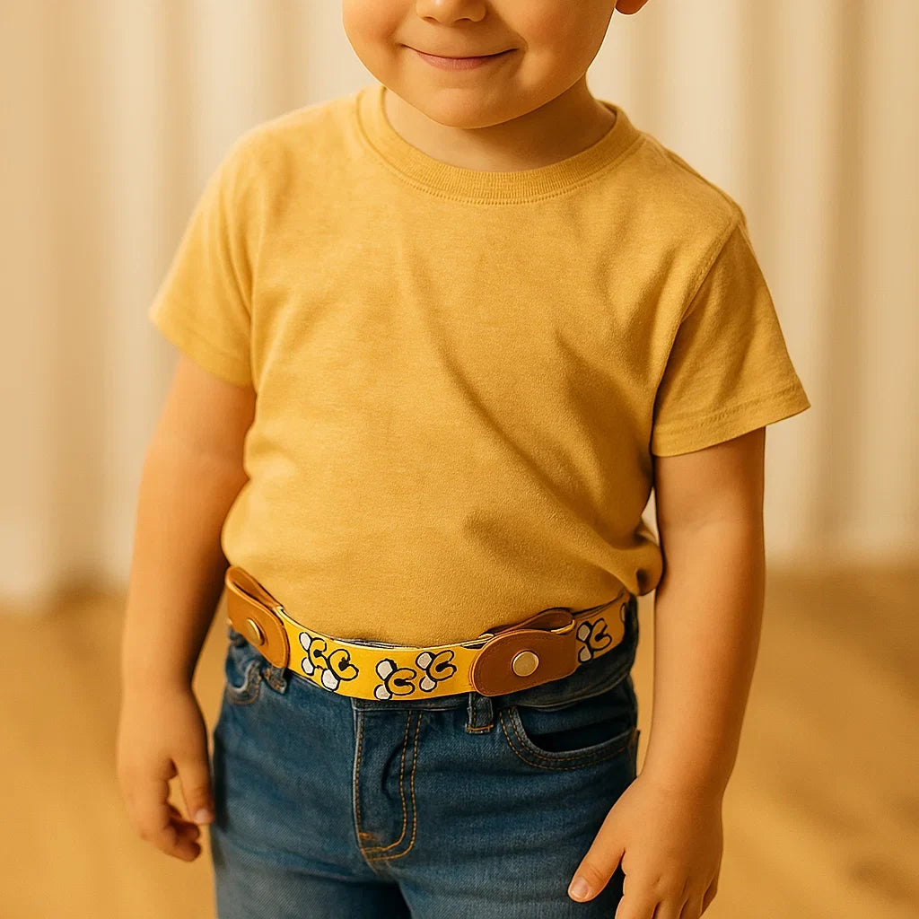 Rosa elastischer Mädchengürtel mit Glitzer, trendiges Accessoire für Kinder.