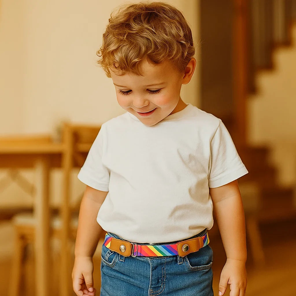 Schwarzer elastischer Kindergürtel, elegant & bequem, für formelle Anlässe.