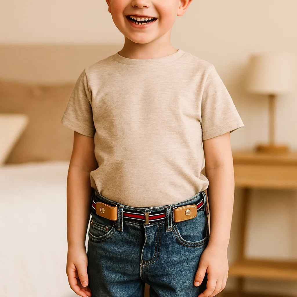 Farbenfroher elastischer Gürtel für Kinder mit Früchtemuster, sommerlich & frisch.