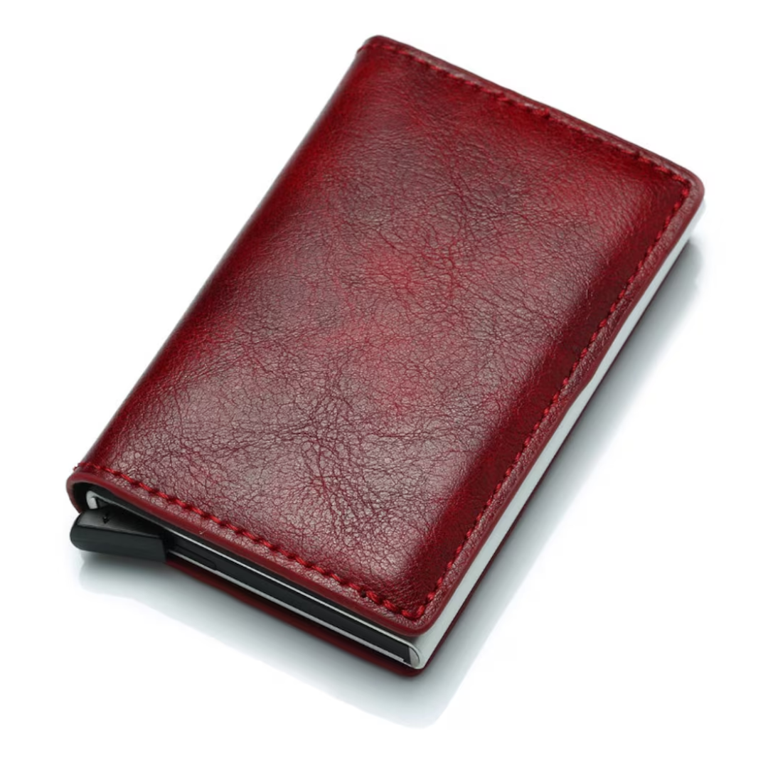Schlankes Herren RFID Portemonnaie aus robustem Aluminium, ideal für Kreditkarten & Scheine.