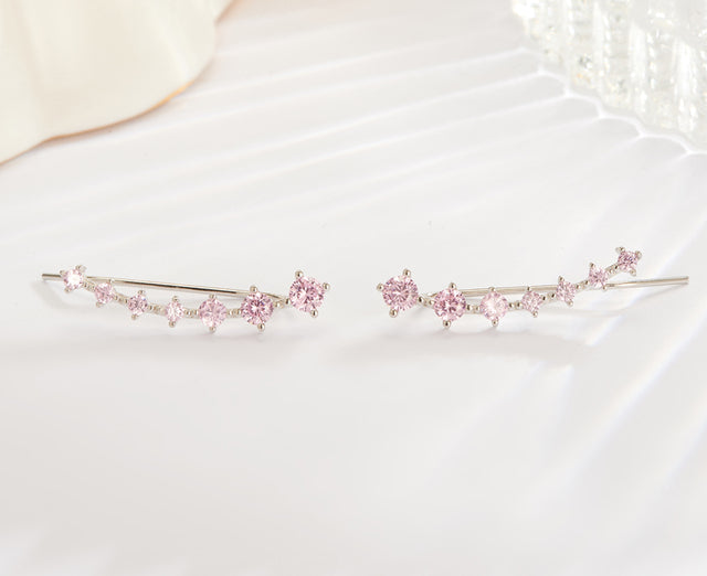 Goldener Damen Ohrring mit funkelndem Zirkon, aus vergoldetem 925 Sterling Silber.