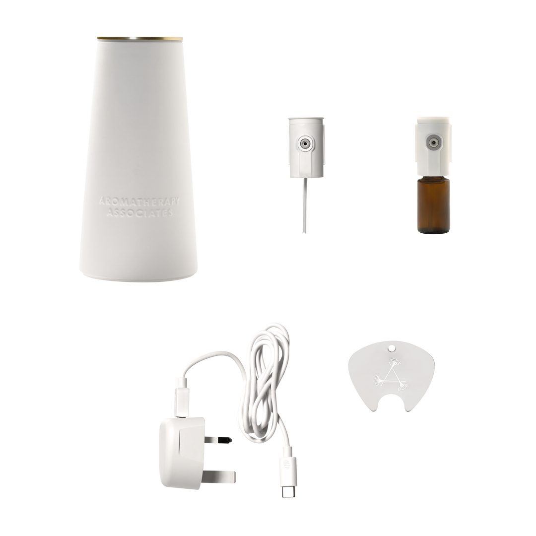 Eleganter kabelloser Aroma Diffusor aus Keramik, wasserlos für ätherische Öle & Raumbeduftung.