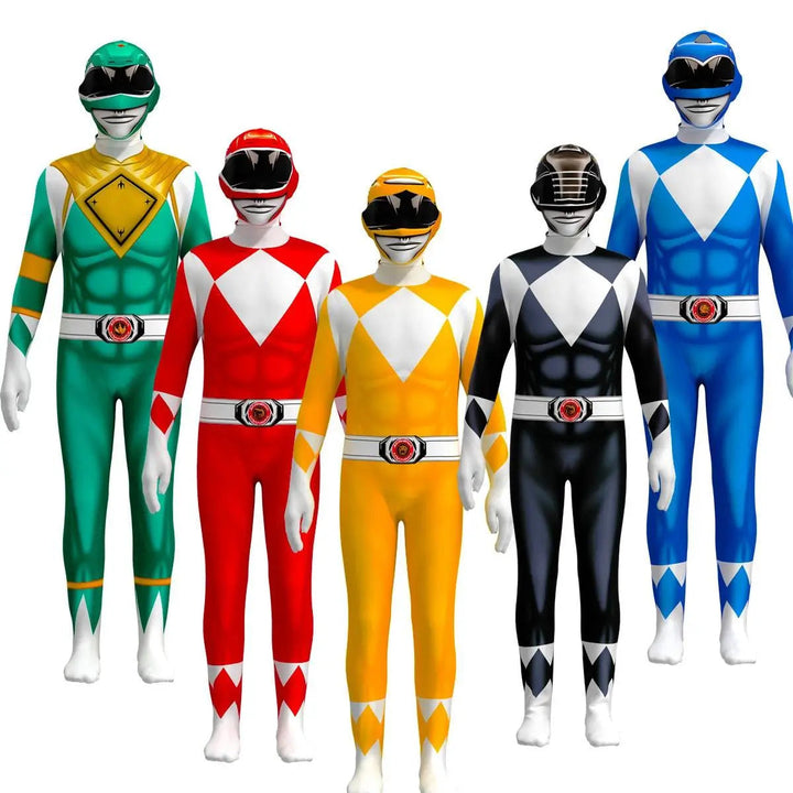 Detailreicher Kinder-Ranger-Anzug aus dehnbarem Stoff. Perfekter Superhelden-Look für jede Verkleidungsparty.