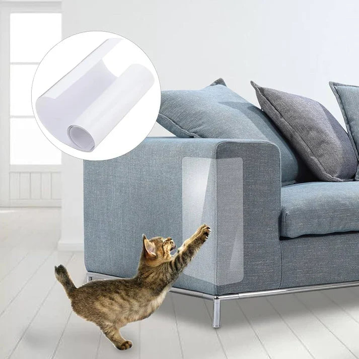 Unsichtbarer Katzen Möbel Kratzschutz, selbstklebend & transparent, schützt Sofa und Stühle effektiv vor Kratzspuren.