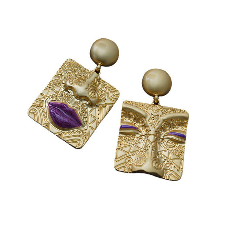 Asymmetrische Damen Ohrringe im Retro-Vintage-Design, stilvoller Schmuck aus Edelstahl.