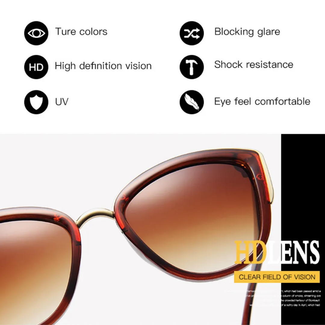 Damen Fashion Sonnenbrille, Retro Katzenaugen, bietet UV400 Schutz für die Augen.