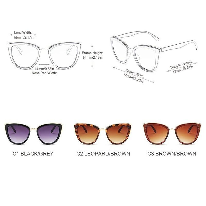 Trendige Damen Sonnenbrille, Katzenaugen-Form, UV400 Schutz, perfekt für sonnige Tage.