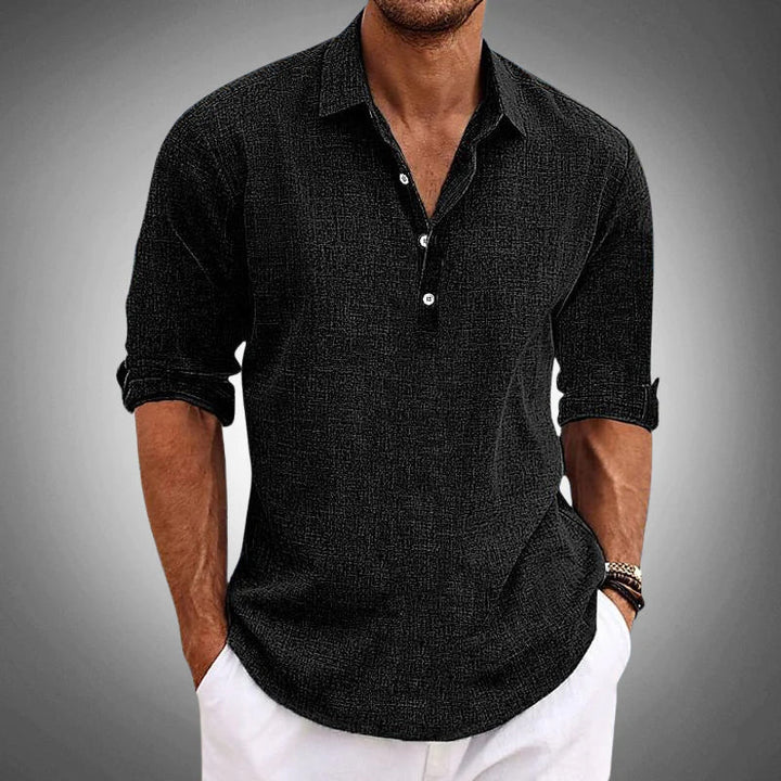 Leichtes Herren Kurzarmhemd mit stilvoller Halbknopfleiste, perfekt für entspannte Sommerlooks & Freizeit.