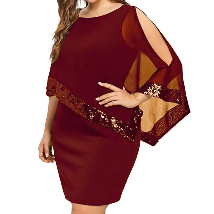 Funkelndes Partykleid Übergröße, Pailletten-Design, ideal für einen auffallenden und festlichen Look.