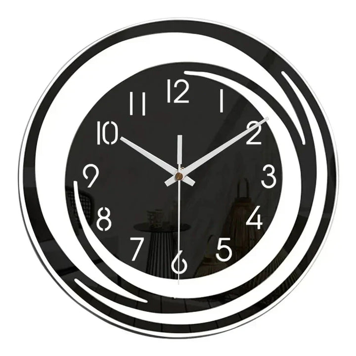 Stilvolle, geräuschlose schwarze Wanduhr. Minimalistisches, skandinavisches Design für Ihr Zuhause.