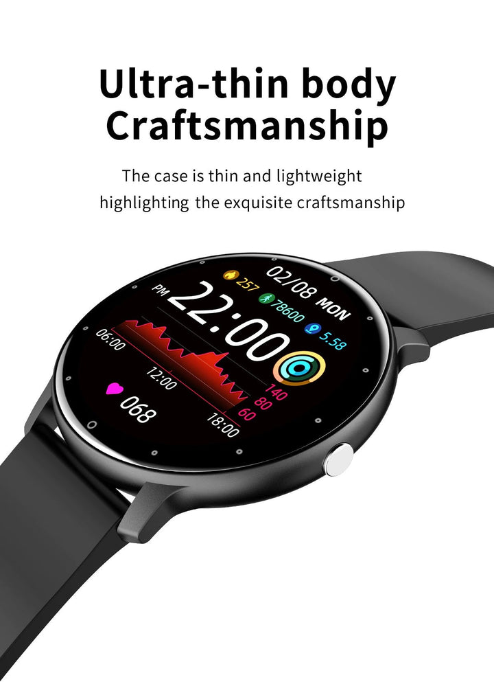 Unisex Smartwatch am Handgelenk, perfekt für aktiven Alltag, Gesundheitsüberwachung & Benachrichtigungen.