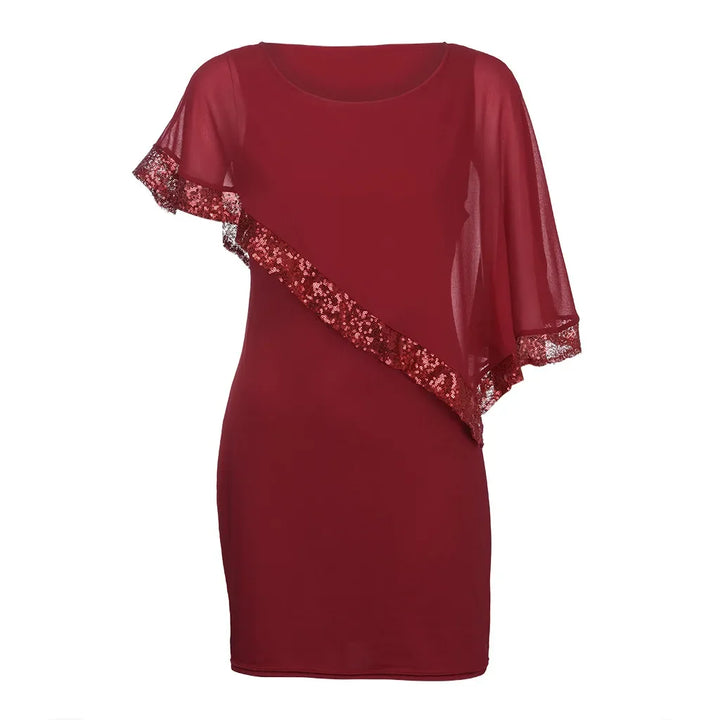 Rückenansicht: Glamouröses Abendkleid mit Pailletten, Übergröße, für einen unvergesslichen Auftritt.