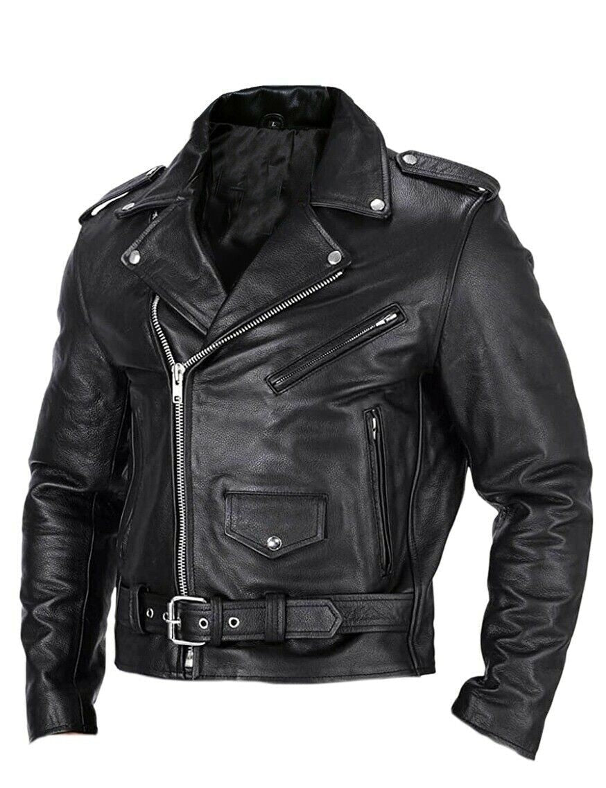 Schwarze Herren Slim Fit Motorradjacke mit Stehkragen für Herbst. Stilvolle Bikerjacke für Freizeit & Schutz.