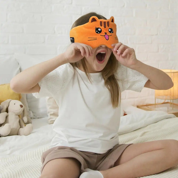 Weiche Bluetooth Schlafmaske für Kinder; angenehme Einschlafhilfe mit kabellosen Kopfhörern.