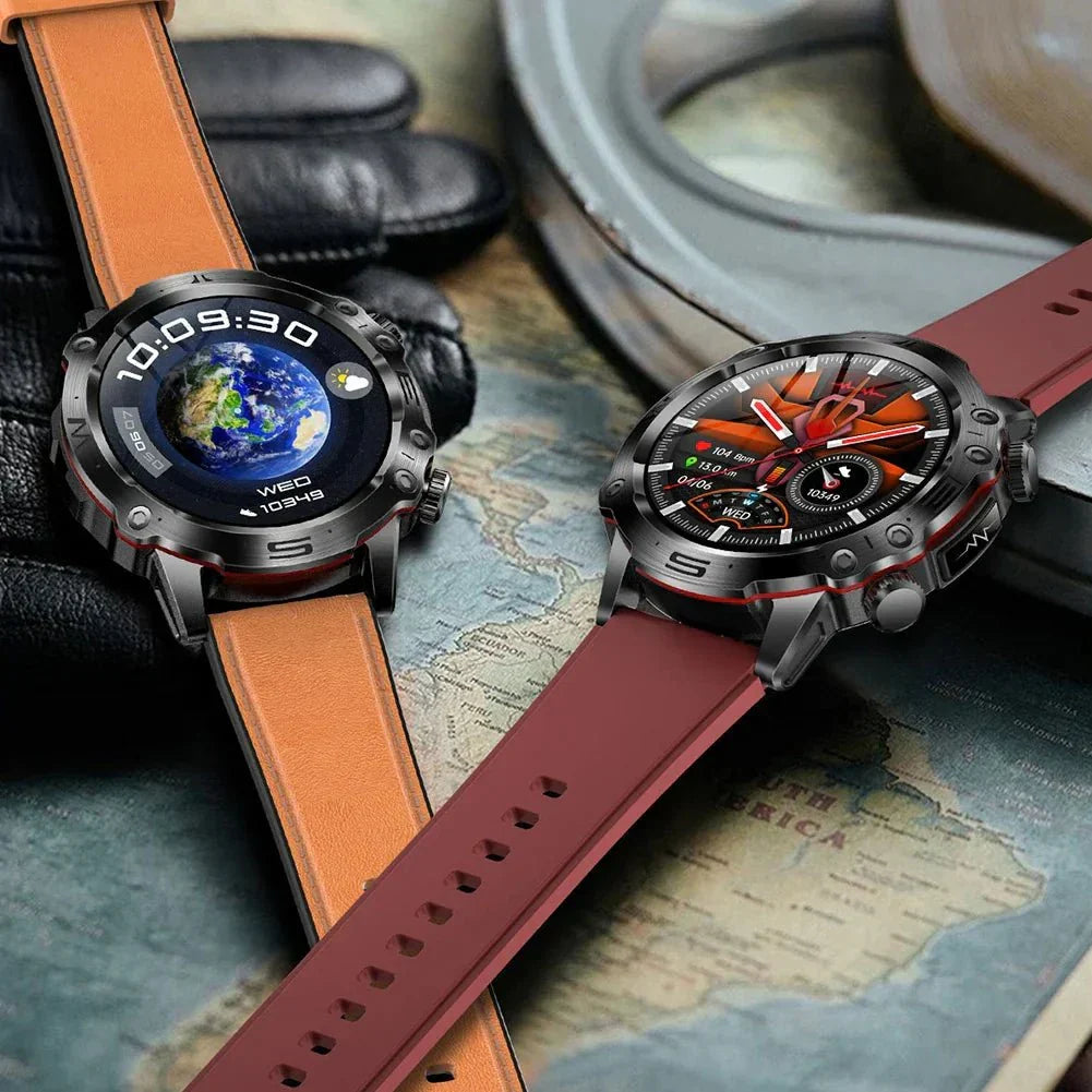 Unisex Smartwatch mit austauschbaren Leder- und Stahlarmbändern, Glukose-, EKG- & Blutdrucküberwachung.