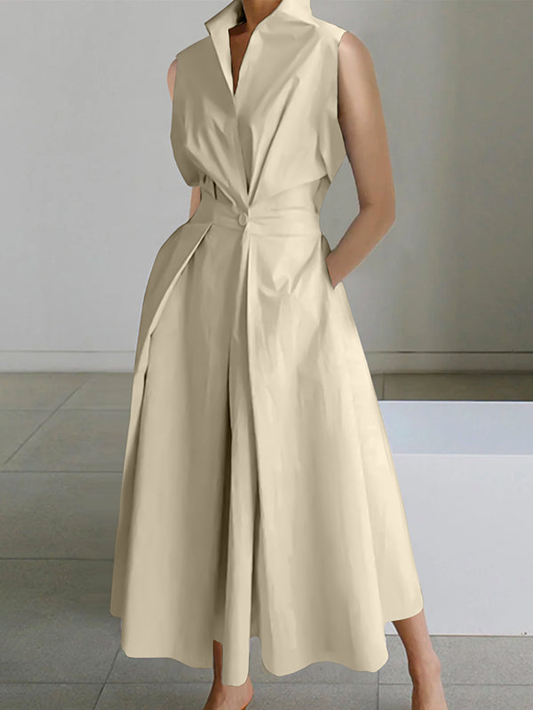 Elegantes Damen Hemdkragenkleid für Frühling & Sommer. Ideal als Blusenkleid für Freizeit & Alltag.