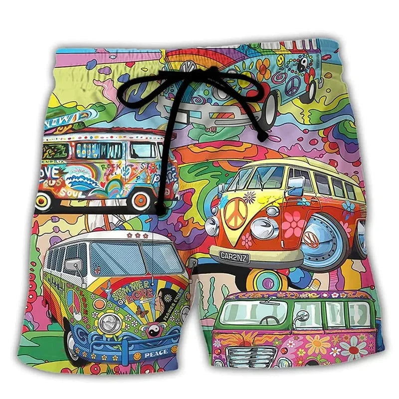 Trendige Herren Boardshorts mit urbanem Graffiti-Muster, perfekt für Strand, Pool & Freizeit im Sommer.