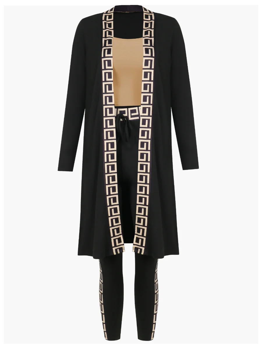 Herbst/Winter Plus Size Damen Set, 3-teilig, warm & bequem für elegante Freizeitlooks.