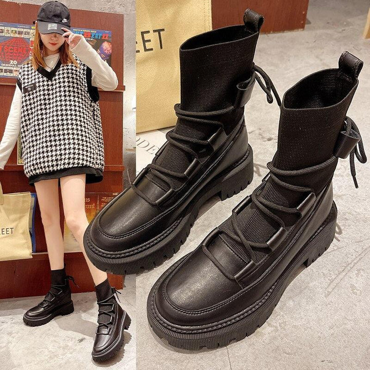 Trendige schwarze Damen Herbststiefel. Komfortable Modestiefel als stilvolle Alltagsschuhe für Frauenmode.